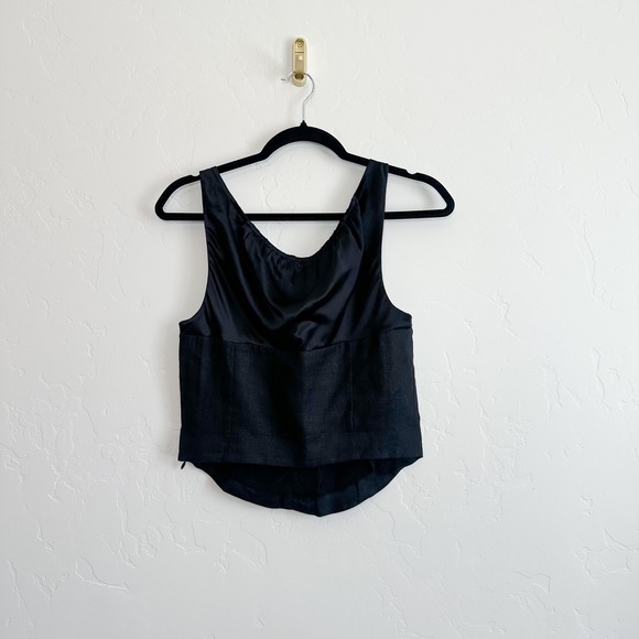 Reformation‎ | Evy 100% Linen Corset Top & Pleated Mini Skirt Set in Black - Picture 7 of 12